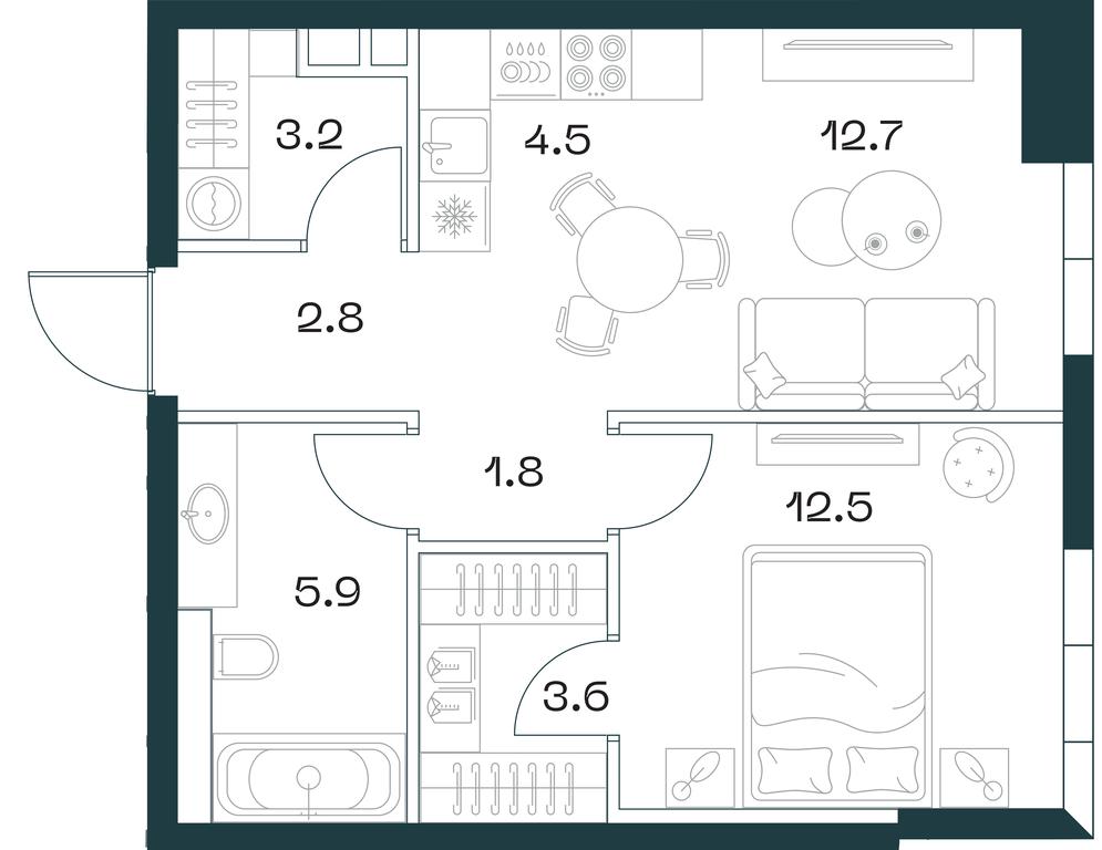 1-BD Apartment Sale, 47.1 sq. m. at SHIFT, 2nd Donskoy Drive, 10, Moscow, Russia #1