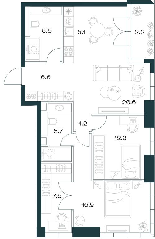 2-BD Apartment Sale, 85.6 sq. m. at SHIFT, 2nd Donskoy Drive, 10, Moscow, Russia #1 2-BD Apartment Sale, 85.6 sq. m. at SHIFT, 2nd Donskoy Drive, 10, Moscow, Russia #1