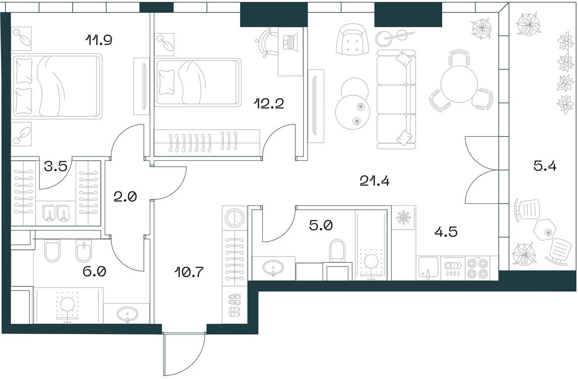 2-BD Apartment Sale, 82.7平方米 at SHIFT, 2nd Donskoy Drive, 10, Moscow, Russia #1 2-BD Apartment Sale, 82.7平方米 at SHIFT, 2nd Donskoy Drive, 10, Moscow, Russia #1