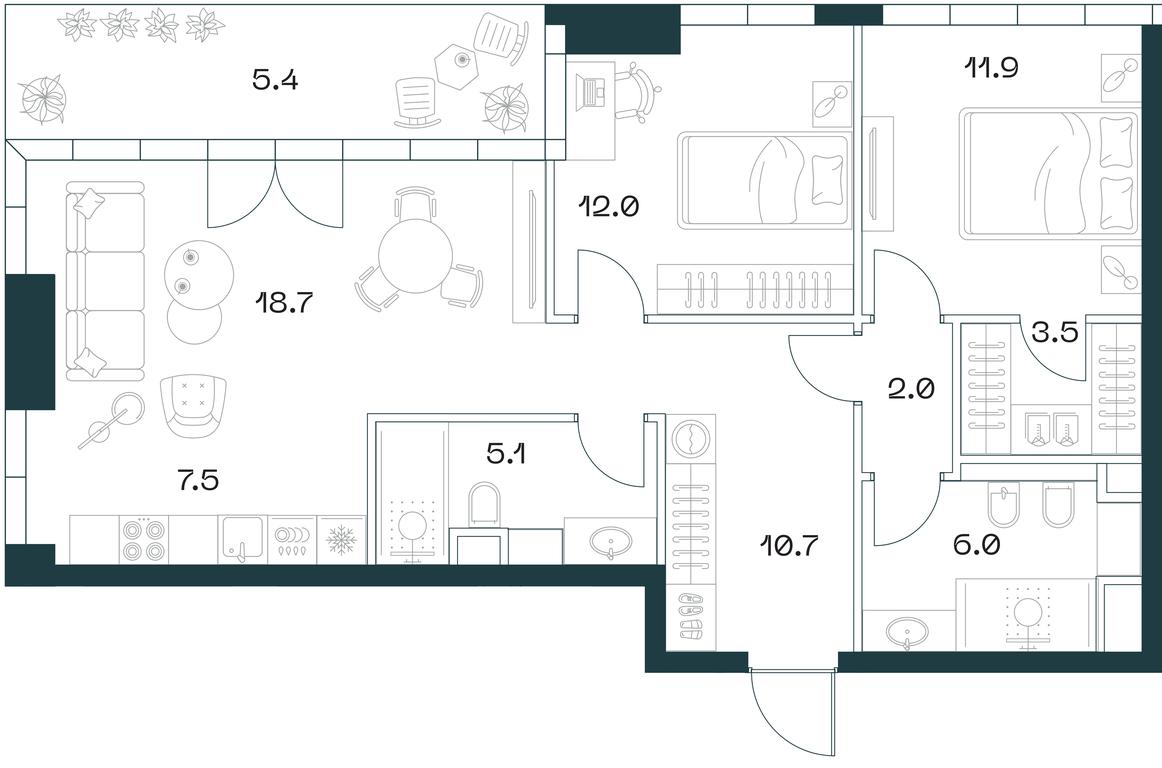 2-BD Apartment Sale, 82.6 sq. m. at SHIFT, 2nd Donskoy Drive, 10, Moscow, Russia #1 2-BD Apartment Sale, 82.6 sq. m. at SHIFT, 2nd Donskoy Drive, 10, Moscow, Russia #1