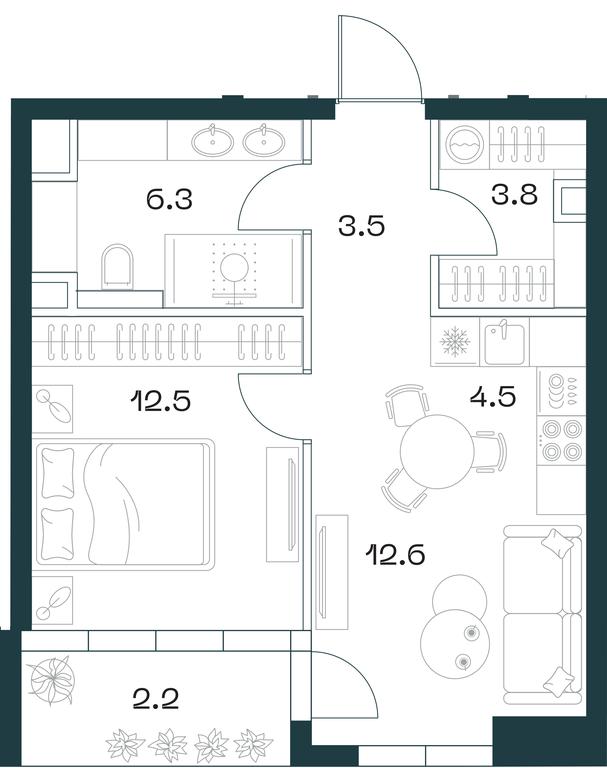 1-BD Apartment Sale, 45.3平方米 at SHIFT, 2nd Donskoy Drive, 10, Moscow, Russia #1