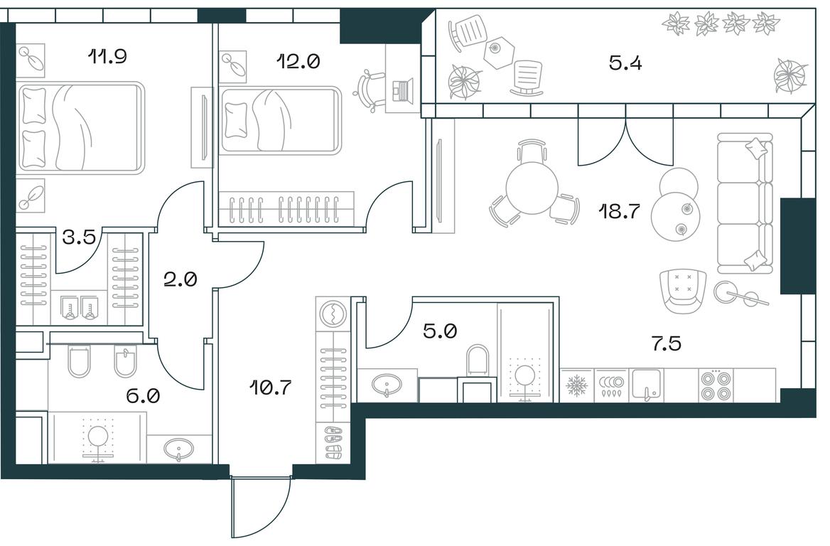2-BD Apartment Sale, 82.7 sq. m. at SHIFT, 2nd Donskoy Drive, 10, Moscow, Russia #1 2-BD Apartment Sale, 82.7 sq. m. at SHIFT, 2nd Donskoy Drive, 10, Moscow, Russia #1