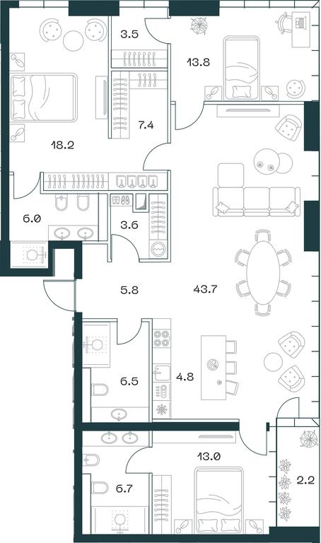 3-BD Apartment Sale, 135.8 sq. m. at SHIFT, 2nd Donskoy Drive, 10, Moscow, Russia #1 3-BD Apartment Sale, 135.8 sq. m. at SHIFT, 2nd Donskoy Drive, 10, Moscow, Russia #1