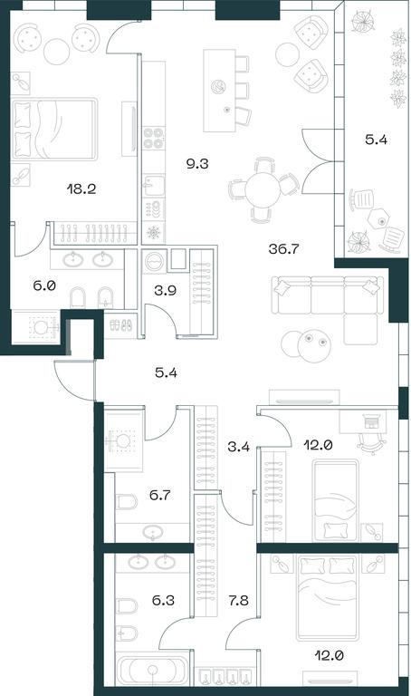 3-BD Apartment Sale, 133.1平方米 at SHIFT, 2nd Donskoy Drive, 10, Moscow, Russia #1 3-BD Apartment Sale, 133.1平方米 at SHIFT, 2nd Donskoy Drive, 10, Moscow, Russia #1