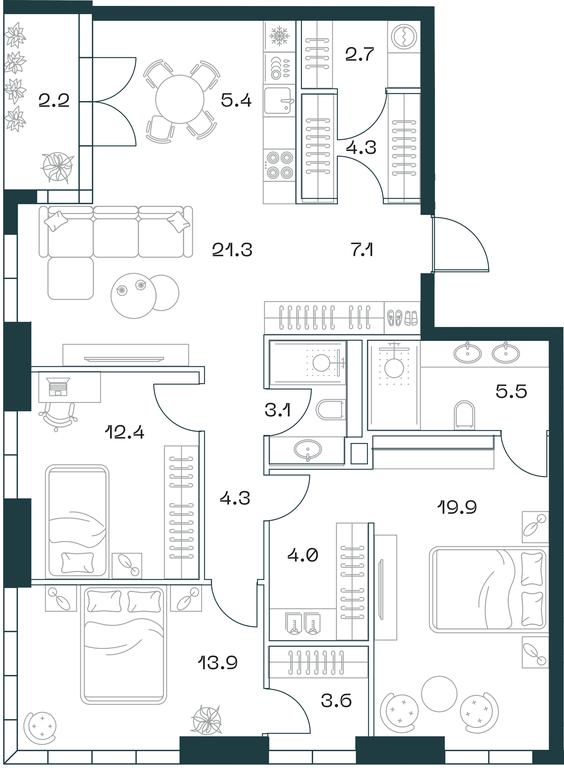 Продажа 3-комн. квартиры, 110,1 м² в ЖК «SHIFT (Шифт)», 2-й Донской проезд, 10, Москва, Россия #1 Продажа 3-комн. квартиры, 110,1 м² в ЖК «SHIFT (Шифт)», 2-й Донской проезд, 10, Москва, Россия #1