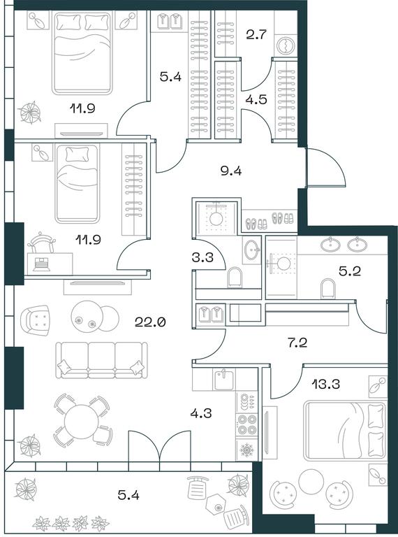 3-BD Apartment Sale, 106.3平方米 at SHIFT, 2nd Donskoy Drive, 10, Moscow, Russia #1 3-BD Apartment Sale, 106.3平方米 at SHIFT, 2nd Donskoy Drive, 10, Moscow, Russia #1