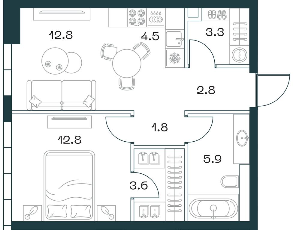 1-BD Apartment Sale, 47.5平方米 at SHIFT, 2nd Donskoy Drive, 10, Moscow, Russia #1 1-BD Apartment Sale, 47.5平方米 at SHIFT, 2nd Donskoy Drive, 10, Moscow, Russia #1