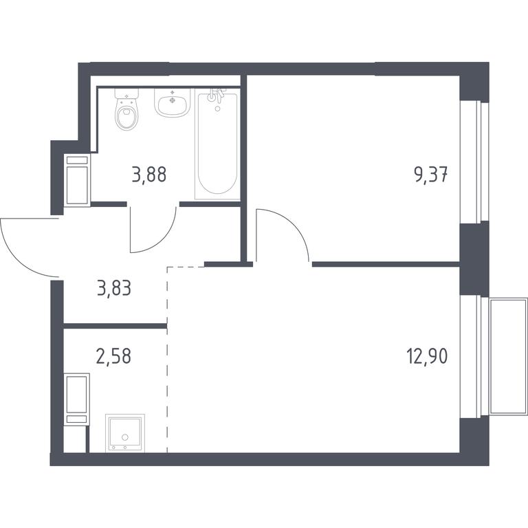 Apartment Sale, 32.56 sq. m. at Tomilino Park, 1-y kvartal, posyolok Zhilino-1, Lubertsy City District, Moscow Region, Russia #1