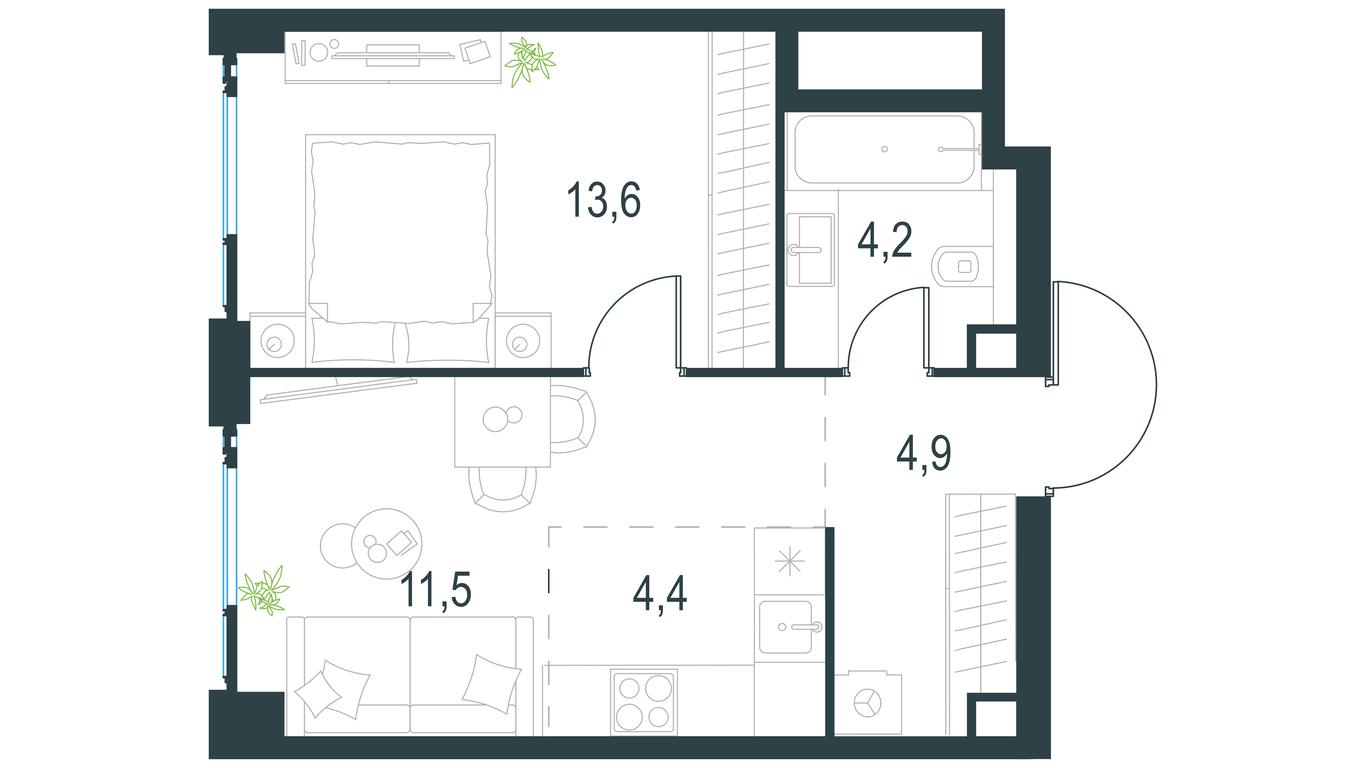 Продажа 1-комн. квартиры, 38,6 м² в ЖК «Левел Мичуринский (Level Мичуринский)», Озёрная улица, вл1, Москва, Россия #1 Продажа 1-комн. квартиры, 38,6 м² в ЖК «Левел Мичуринский (Level Мичуринский)», Озёрная улица, вл1, Москва, Россия #1