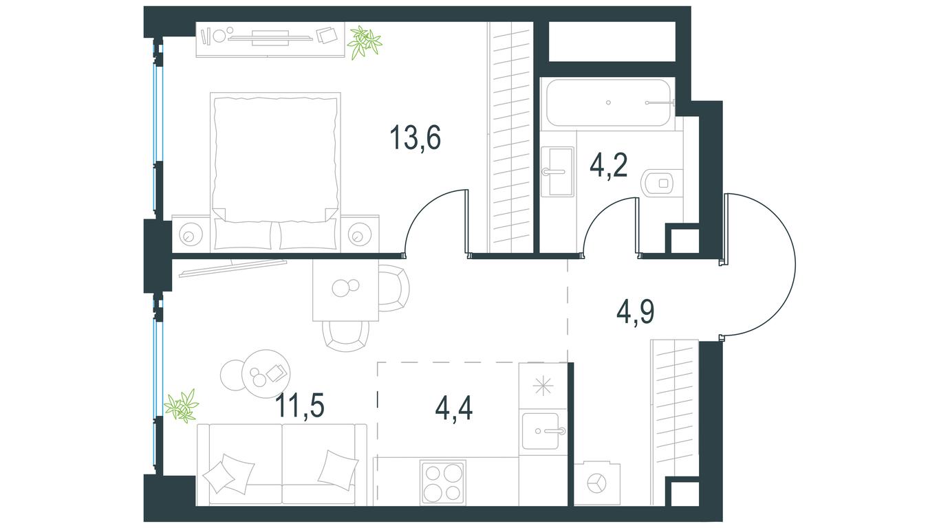 Продажа 1-комн. квартиры, 38,6 м² в ЖК «Левел Мичуринский (Level Мичуринский)», Озёрная улица, вл1, Москва, Россия #2 Продажа 1-комн. квартиры, 38,6 м² в ЖК «Левел Мичуринский (Level Мичуринский)», Озёрная улица, вл1, Москва, Россия #2