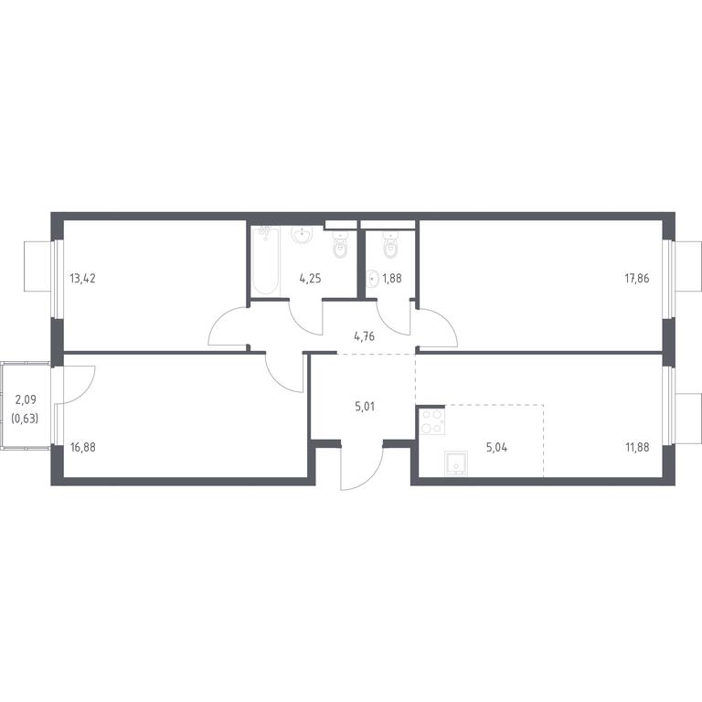 2-BD Apartment Sale, 81.61 sq. m. at Gorki Park, Shkolnaya ulitsa, 2, derevnya Korobovo, Leninskiy City District, Moscow Region, Russia #1 2-BD Apartment Sale, 81.61 sq. m. at Gorki Park, Shkolnaya ulitsa, 2, derevnya Korobovo, Leninskiy City District, Moscow Region, Russia #1