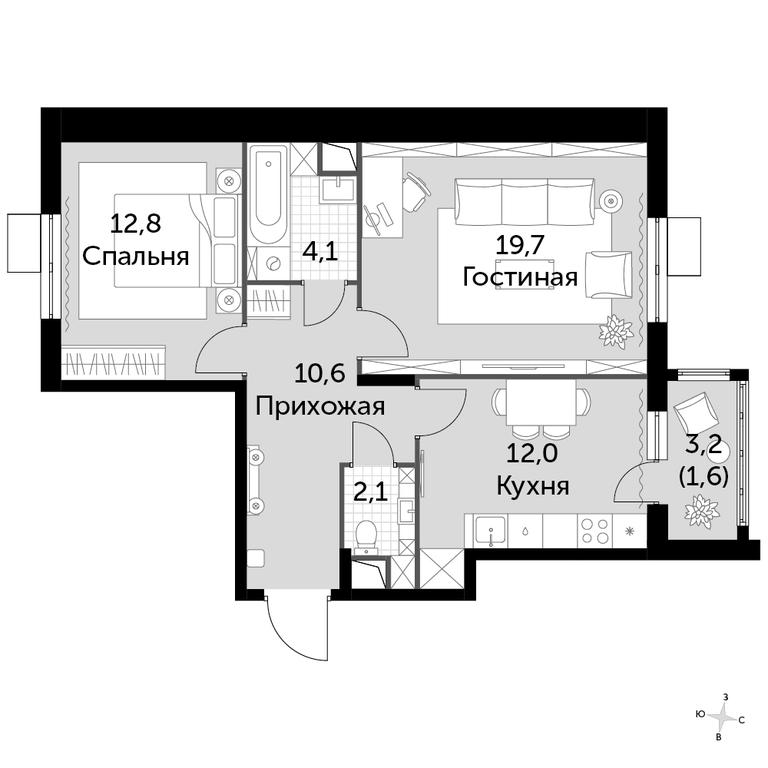 2-BD Apartment Sale, 63.5平方米 at Rimskiy, Rimskiy proyezd, 1, Settlement of Razvilka, Leninskiy City District, Moscow Region, Russia #1 2-BD Apartment Sale, 63.5平方米 at Rimskiy, Rimskiy proyezd, 1, Settlement of Razvilka, Leninskiy City District, Moscow Region, Russia #1