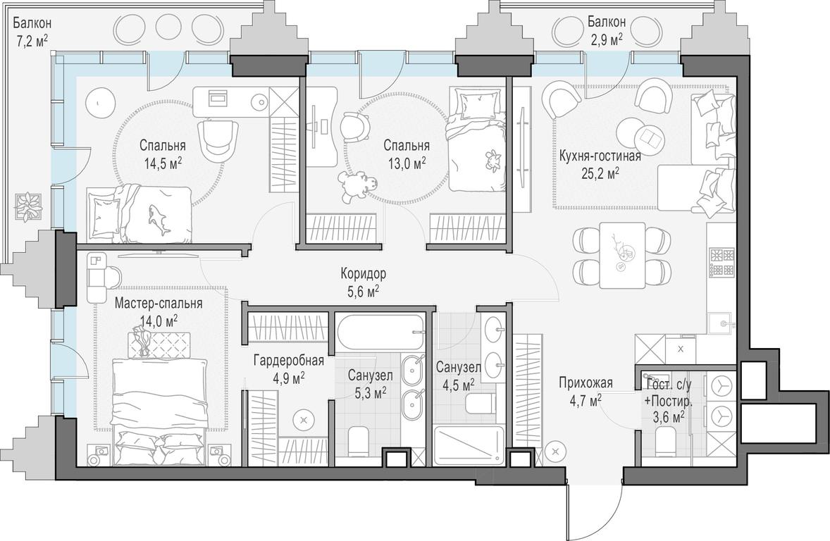 2-BD Apartment Sale, 98.1 sq. m. at Tishinskiy bulvar, Gruzinsky Val Street, 10, Moscow, Russia #1