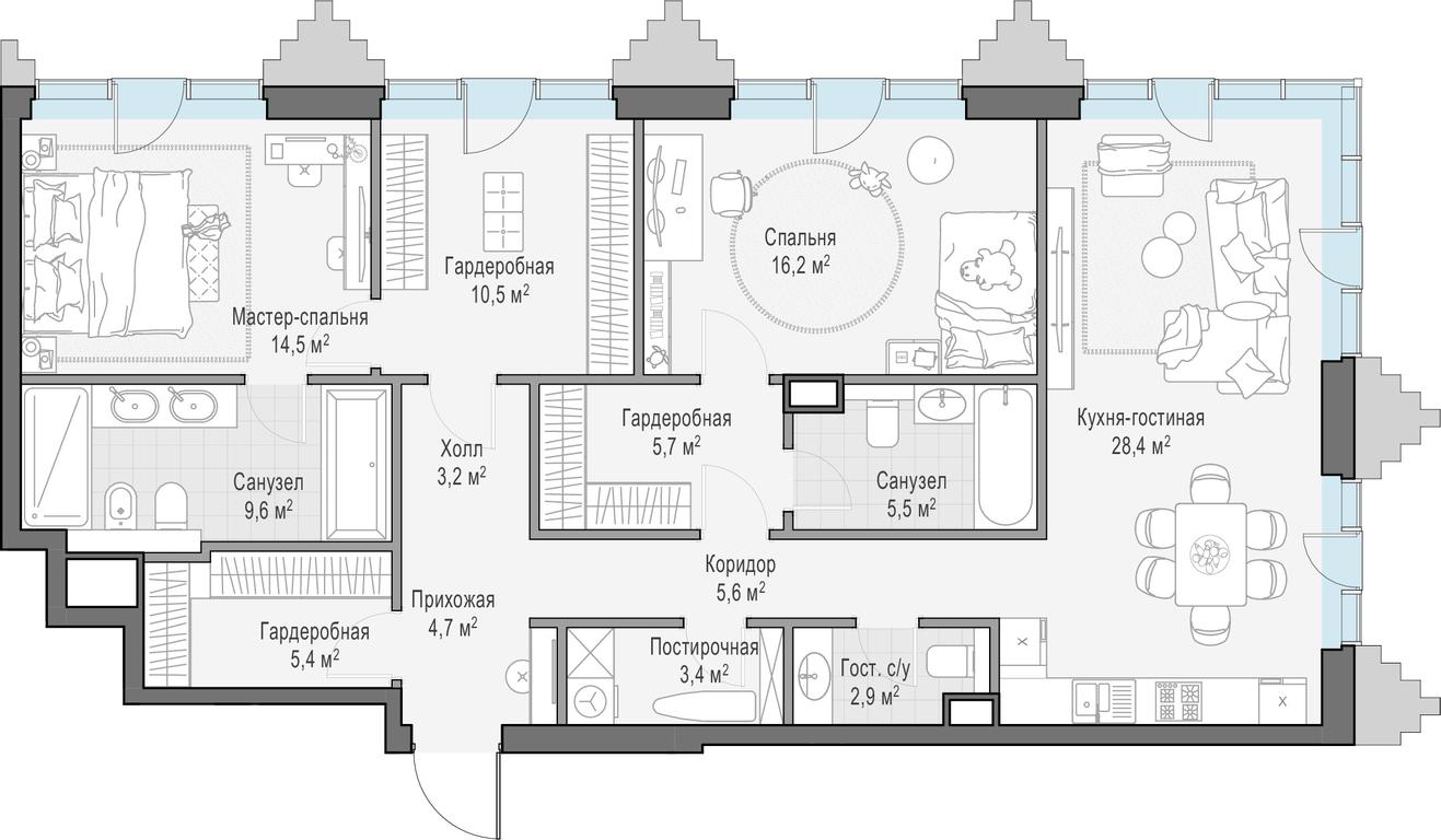 3-BD Apartment Sale, 115.6 sq. m. at Tishinskiy bulvar, Gruzinsky Val Street, 10, Moscow, Russia #1