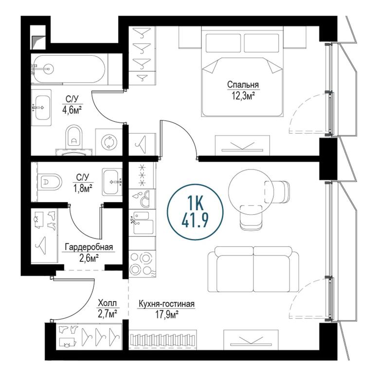 1-BD Apartment Sale, 41.5平方米 at Metropoliya, Volgogradsky Avenue, 32/3к1, Moscow, Russia #1 1-BD Apartment Sale, 41.5平方米 at Metropoliya, Volgogradsky Avenue, 32/3к1, Moscow, Russia #1