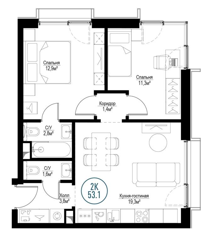 2-BD Apartment Sale, 52.9 sq. m. at Metropoliya, Volgogradsky Avenue, 32/3к1, Moscow, Russia #1 2-BD Apartment Sale, 52.9 sq. m. at Metropoliya, Volgogradsky Avenue, 32/3к1, Moscow, Russia #1