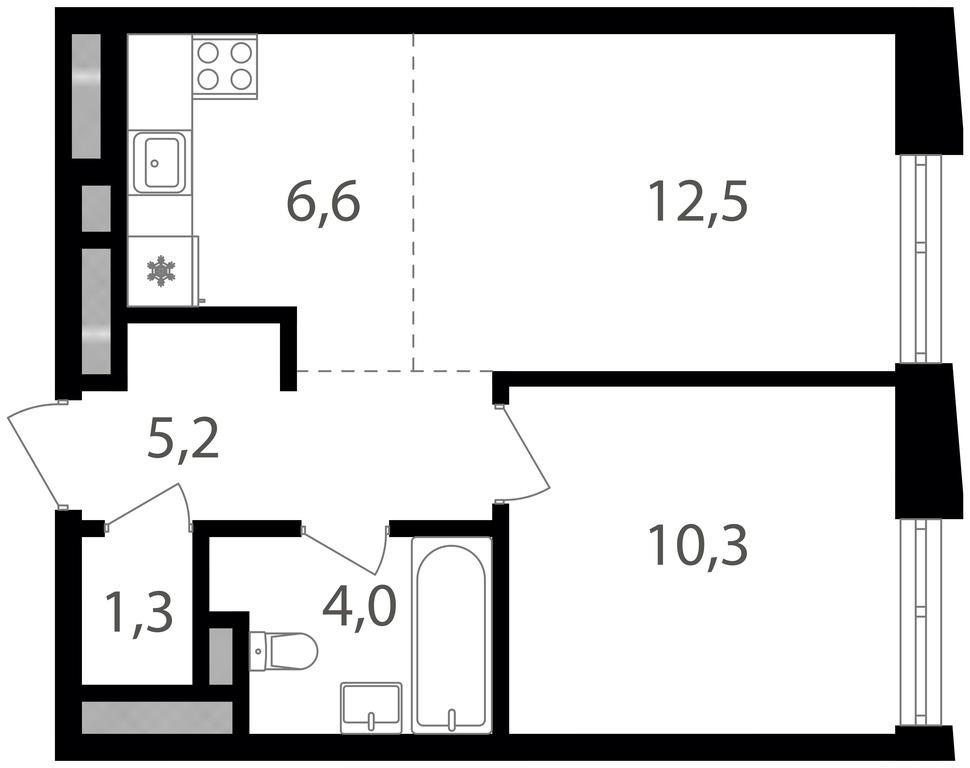 1-BD Apartment Sale, 39.9 sq. m. at Semenovskij Park 2, 1st Kirpichny Lane, 17А, Moscow, Russia #1