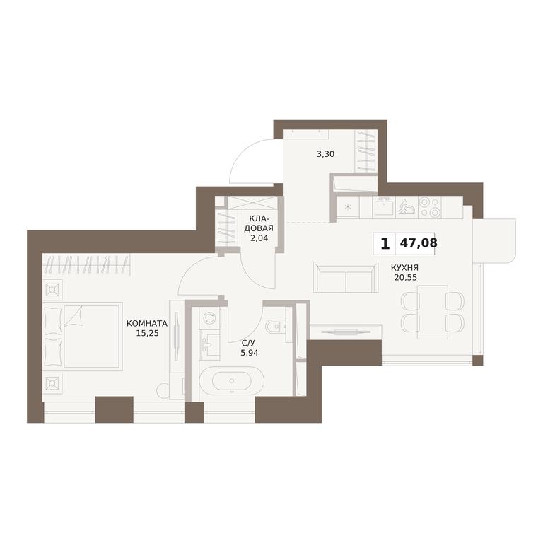 1-BD Apartment Sale, 47.09平方米 at The Five, 5th Donskoy Drive, вл21к6, Moscow, Russia #1 1-BD Apartment Sale, 47.09平方米 at The Five, 5th Donskoy Drive, вл21к6, Moscow, Russia #1