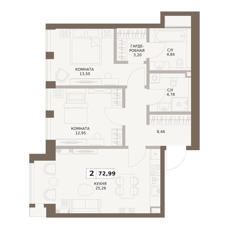 2-BD Apartment Sale, 72.99平方米 at The Five, 5th Donskoy Drive, вл21к6, Moscow, Russia #1 2-BD Apartment Sale, 72.99平方米 at The Five, 5th Donskoy Drive, вл21к6, Moscow, Russia #1