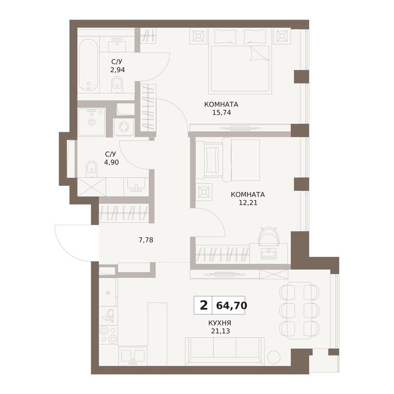 2-BD Apartment Sale, 64.7平方米 at The Five, 5th Donskoy Drive, вл21к6, Moscow, Russia #1 2-BD Apartment Sale, 64.7平方米 at The Five, 5th Donskoy Drive, вл21к6, Moscow, Russia #1