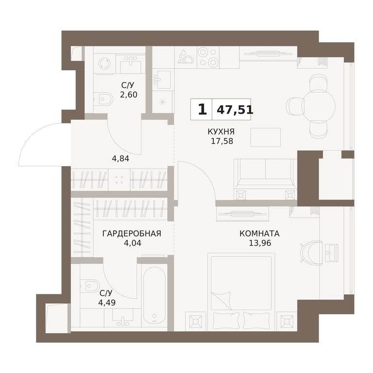 1-BD Apartment Sale, 47.51平方米 at The Five, 5th Donskoy Drive, вл21к6, Moscow, Russia #1 1-BD Apartment Sale, 47.51平方米 at The Five, 5th Donskoy Drive, вл21к6, Moscow, Russia #1
