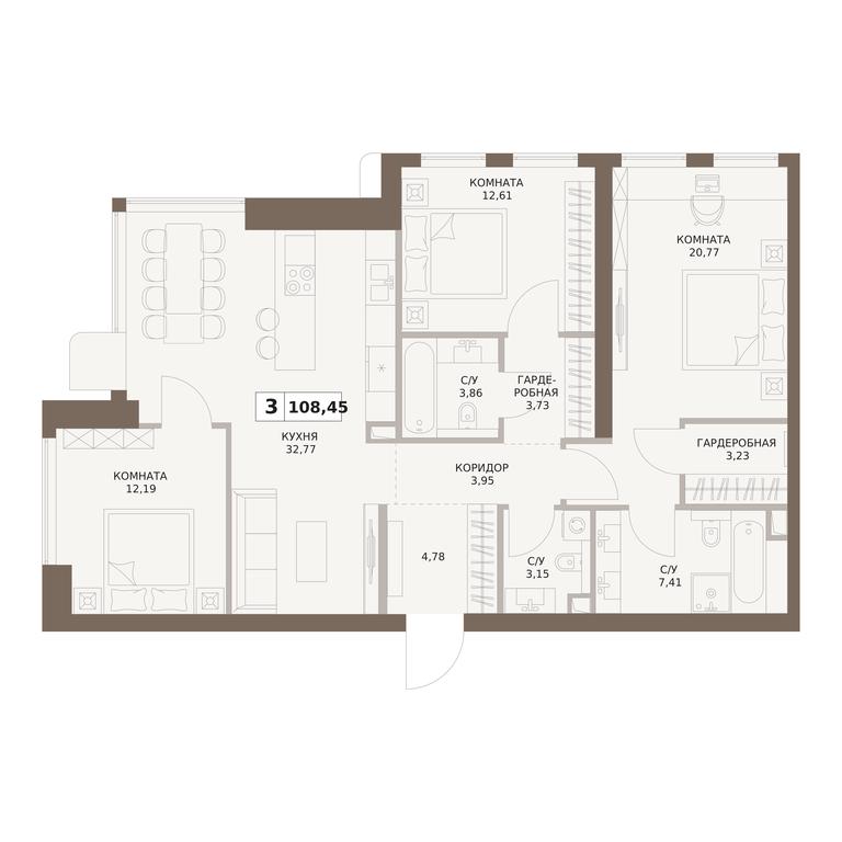 3-BD Apartment Sale, 108.45平方米 at The Five, 5th Donskoy Drive, вл21к6, Moscow, Russia #1 3-BD Apartment Sale, 108.45平方米 at The Five, 5th Donskoy Drive, вл21к6, Moscow, Russia #1