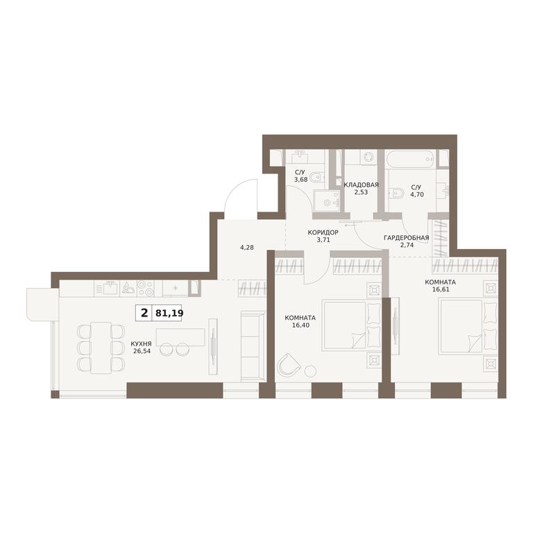 2-BD Apartment Sale, 81.19平方米 at The Five, 5th Donskoy Drive, вл21к6, Moscow, Russia #1