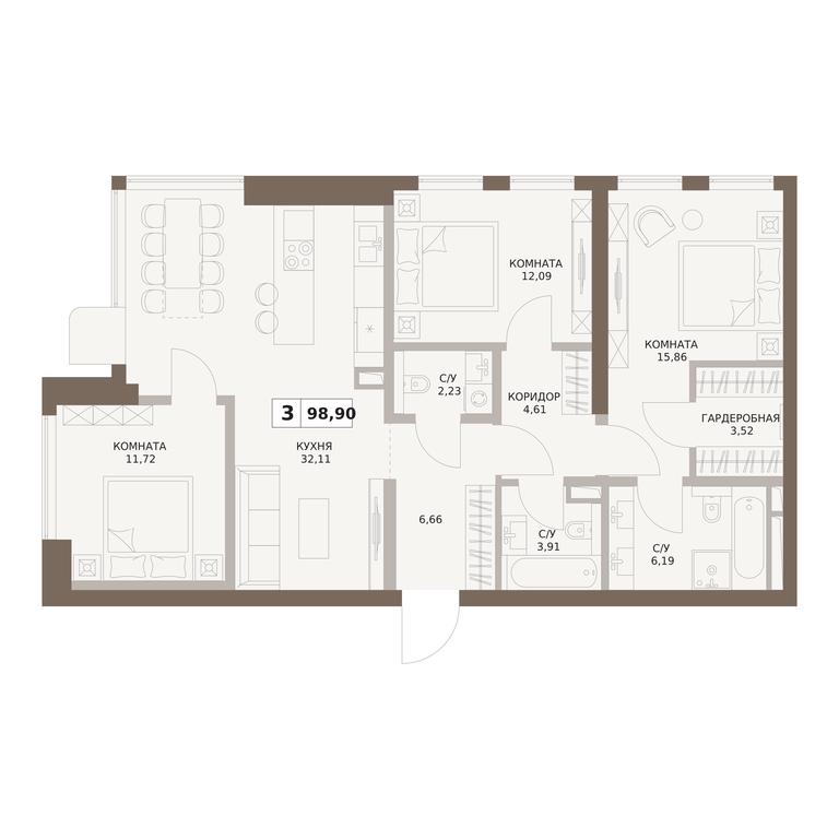 3-BD Apartment Sale, 98.9平方米 at The Five, 5th Donskoy Drive, вл21к6, Moscow, Russia #1 3-BD Apartment Sale, 98.9平方米 at The Five, 5th Donskoy Drive, вл21к6, Moscow, Russia #1