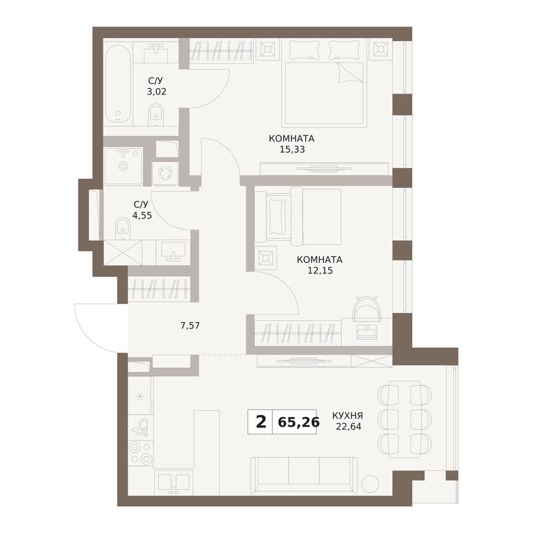 2-BD Apartment Sale, 65.26平方米 at The Five, 5th Donskoy Drive, вл21к6, Moscow, Russia #1 2-BD Apartment Sale, 65.26平方米 at The Five, 5th Donskoy Drive, вл21к6, Moscow, Russia #1