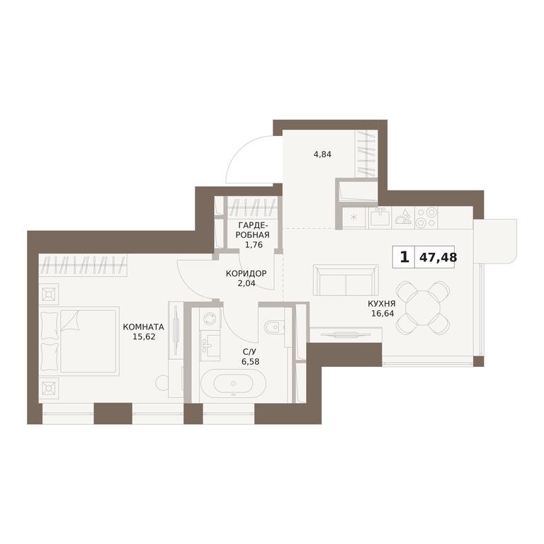 1-BD Apartment Sale, 47.48平方米 at The Five, 5th Donskoy Drive, вл21к6, Moscow, Russia #1 1-BD Apartment Sale, 47.48平方米 at The Five, 5th Donskoy Drive, вл21к6, Moscow, Russia #1