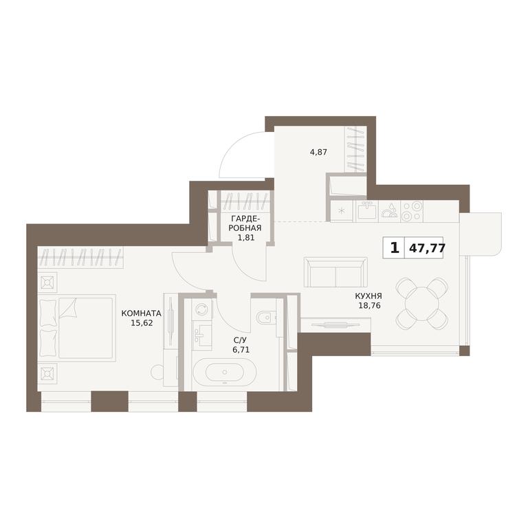 1-BD Apartment Sale, 47.77平方米 at The Five, 5th Donskoy Drive, вл21к6, Moscow, Russia #1 1-BD Apartment Sale, 47.77平方米 at The Five, 5th Donskoy Drive, вл21к6, Moscow, Russia #1