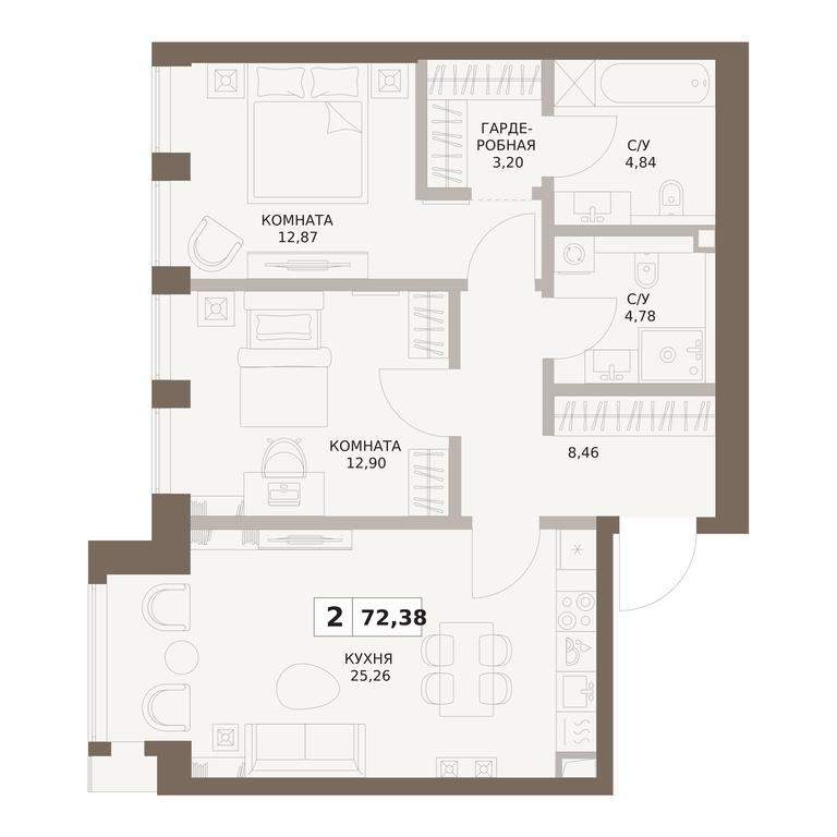 2-BD Apartment Sale, 72.49平方米 at The Five, 5th Donskoy Drive, вл21к6, Moscow, Russia #1 2-BD Apartment Sale, 72.49平方米 at The Five, 5th Donskoy Drive, вл21к6, Moscow, Russia #1