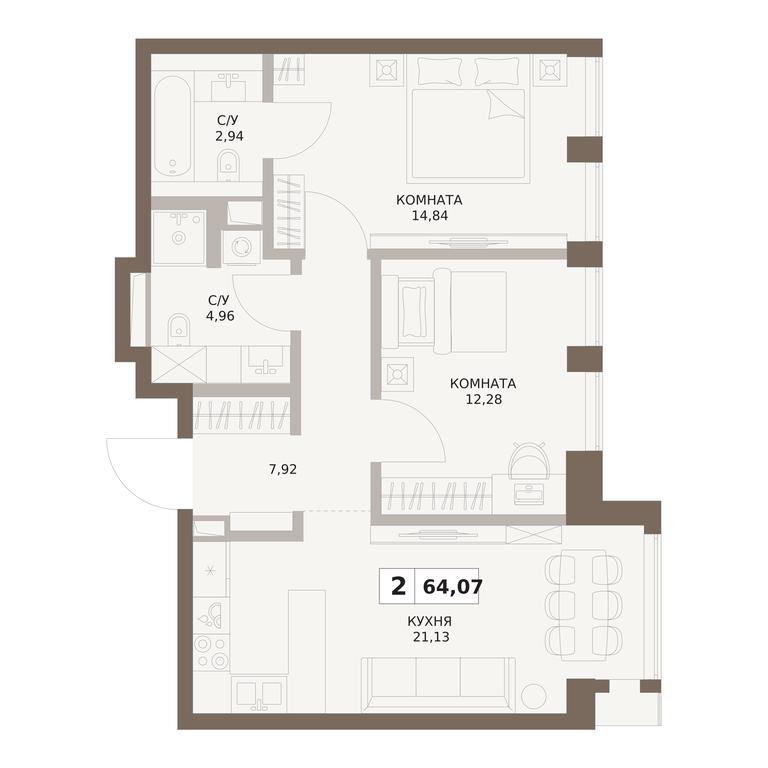 Продажа 2-комн. квартиры, 64,07 м² в ЖК «The Five (Зе Файв)», 5-й Донской проезд, вл21к6, Москва, Россия #1 Продажа 2-комн. квартиры, 64,07 м² в ЖК «The Five (Зе Файв)», 5-й Донской проезд, вл21к6, Москва, Россия #1