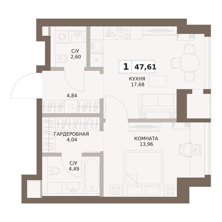 1-BD Apartment Sale, 47.61平方米 at The Five, 5th Donskoy Drive, вл21к6, Moscow, Russia #1 1-BD Apartment Sale, 47.61平方米 at The Five, 5th Donskoy Drive, вл21к6, Moscow, Russia #1