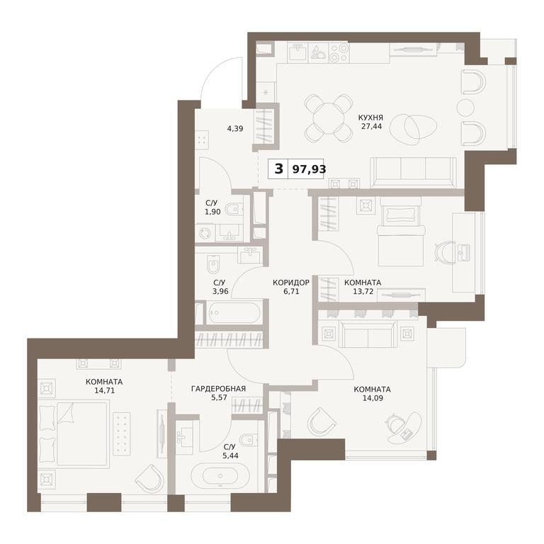 3-BD Apartment Sale, 97.93平方米 at The Five, 5th Donskoy Drive, вл21к6, Moscow, Russia #1 3-BD Apartment Sale, 97.93平方米 at The Five, 5th Donskoy Drive, вл21к6, Moscow, Russia #1