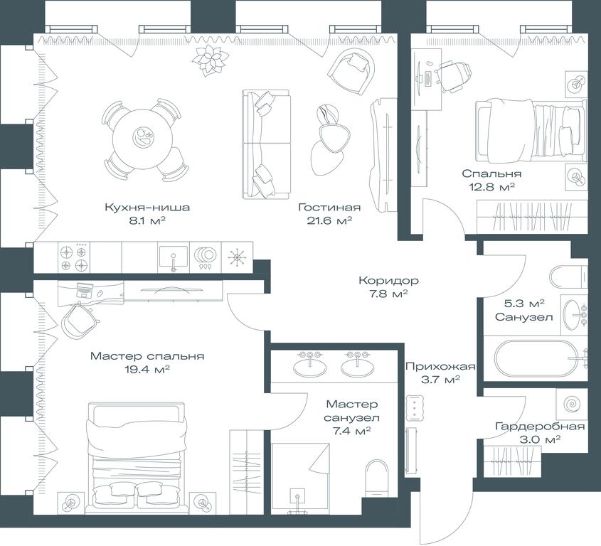 1-BD Apartment Sale, 89.1 sq. m. at Opus, Derbenevskaya Street, 1с1, Moscow, Russia #1 1-BD Apartment Sale, 89.1 sq. m. at Opus, Derbenevskaya Street, 1с1, Moscow, Russia #1