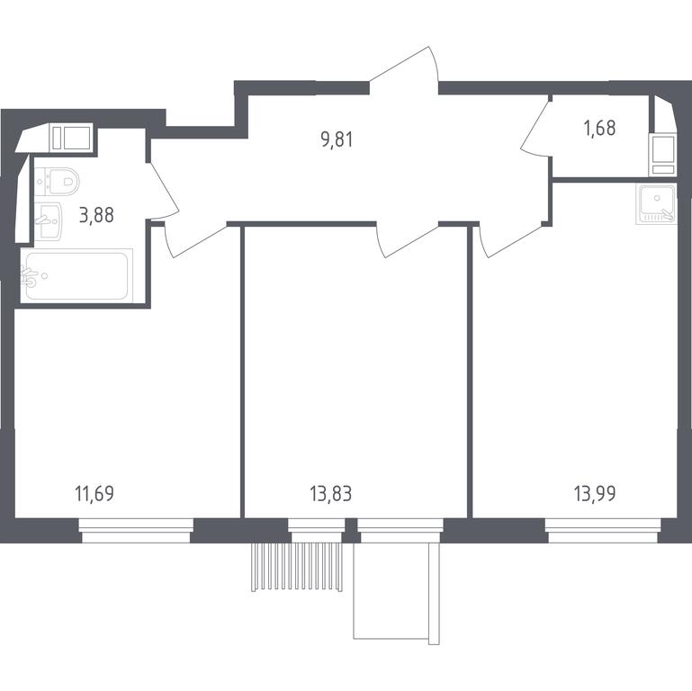 1-BD Apartment Sale, 54.88 sq. m. at Mytishchi Park, Silikatnaya ulitsa, 41к3, Mytischi, Moscow Region, Russia #1