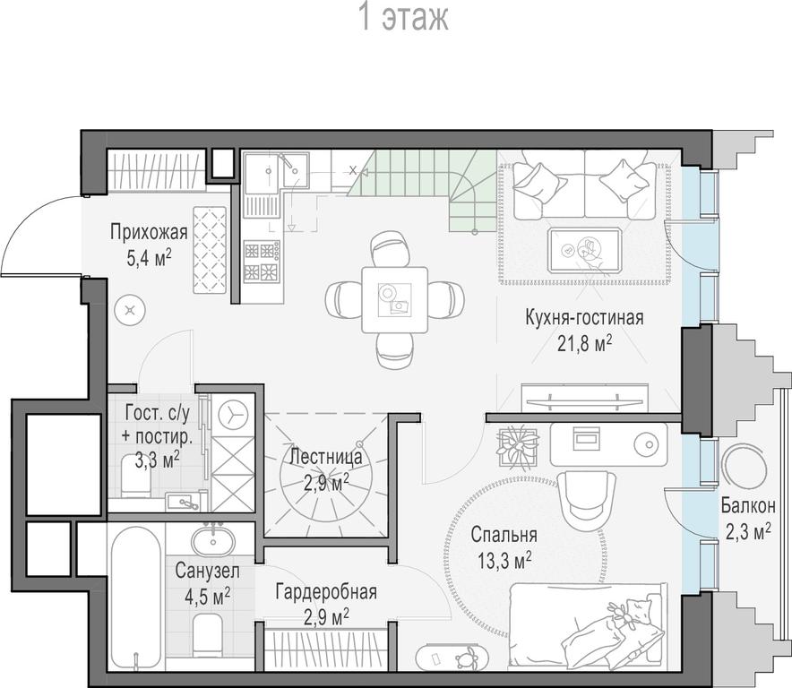 1-BD Apartment Sale, 76.1 sq. m. at Tishinskiy bulvar, Gruzinsky Val Street, 10, Moscow, Russia #1