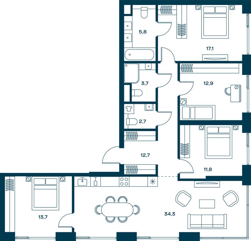 4-BD Apartment Sale, 118.9 sq. m. at Soul, Chasovaya Street, 28, Moscow, Russia #2 4-BD Apartment Sale, 118.9 sq. m. at Soul, Chasovaya Street, 28, Moscow, Russia #2