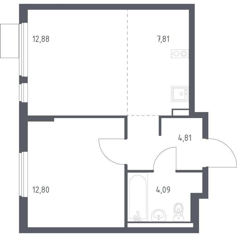 Apartment Sale, 42.39平方米 at Gorki Park, Shkolnaya ulitsa, 2, derevnya Korobovo, Leninskiy City District, Moscow Region, Russia #1