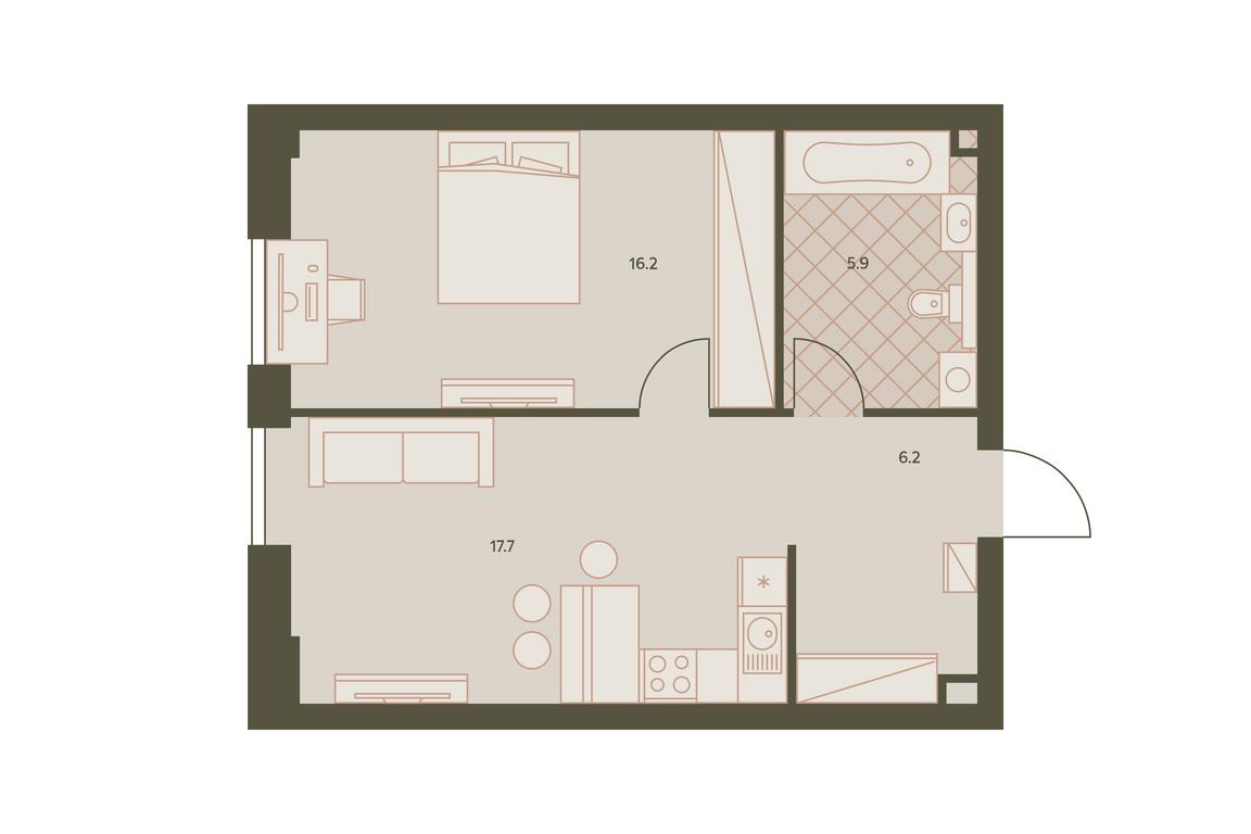 1-BD Apartment Sale, 46.6 sq. m. at Eniteo, Dmitriya Ulyanova Street, 45, Moscow, Russia #1 1-BD Apartment Sale, 46.6 sq. m. at Eniteo, Dmitriya Ulyanova Street, 45, Moscow, Russia #1