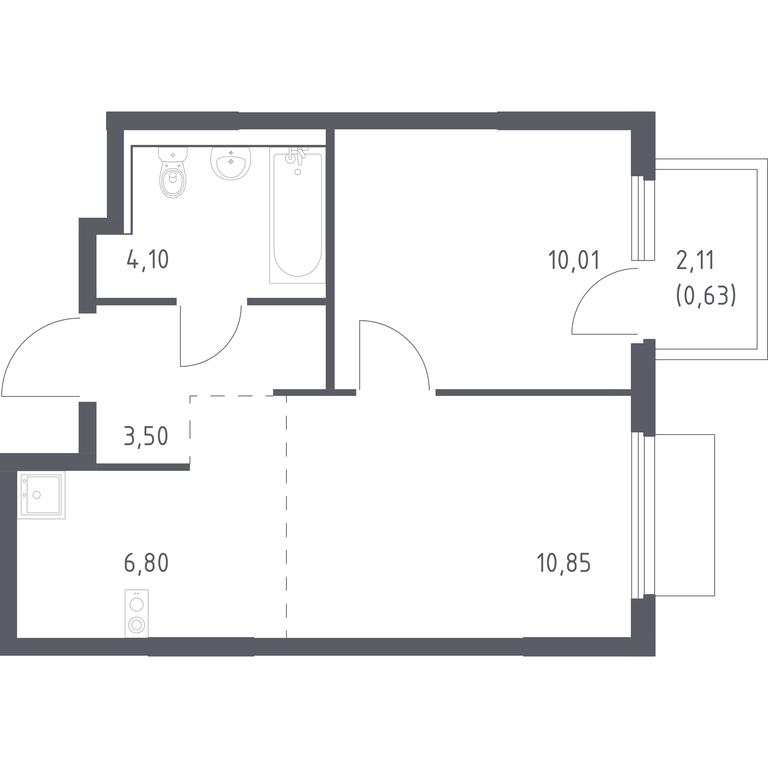 Apartment Sale, 35.89平方米 at Prigorod Lesnoe, Molodyozhny bulvar, 6, derevnya Misaylovo, Leninskiy City District, Moscow Region, Russia #1