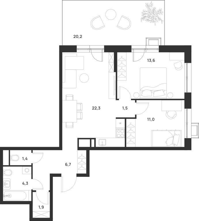 1-BD Apartment Sale, 68.8 sq. m. at Газопровод, Sosenskoye Settlement, Moscow, Russia #1 1-BD Apartment Sale, 68.8 sq. m. at Газопровод, Sosenskoye Settlement, Moscow, Russia #1