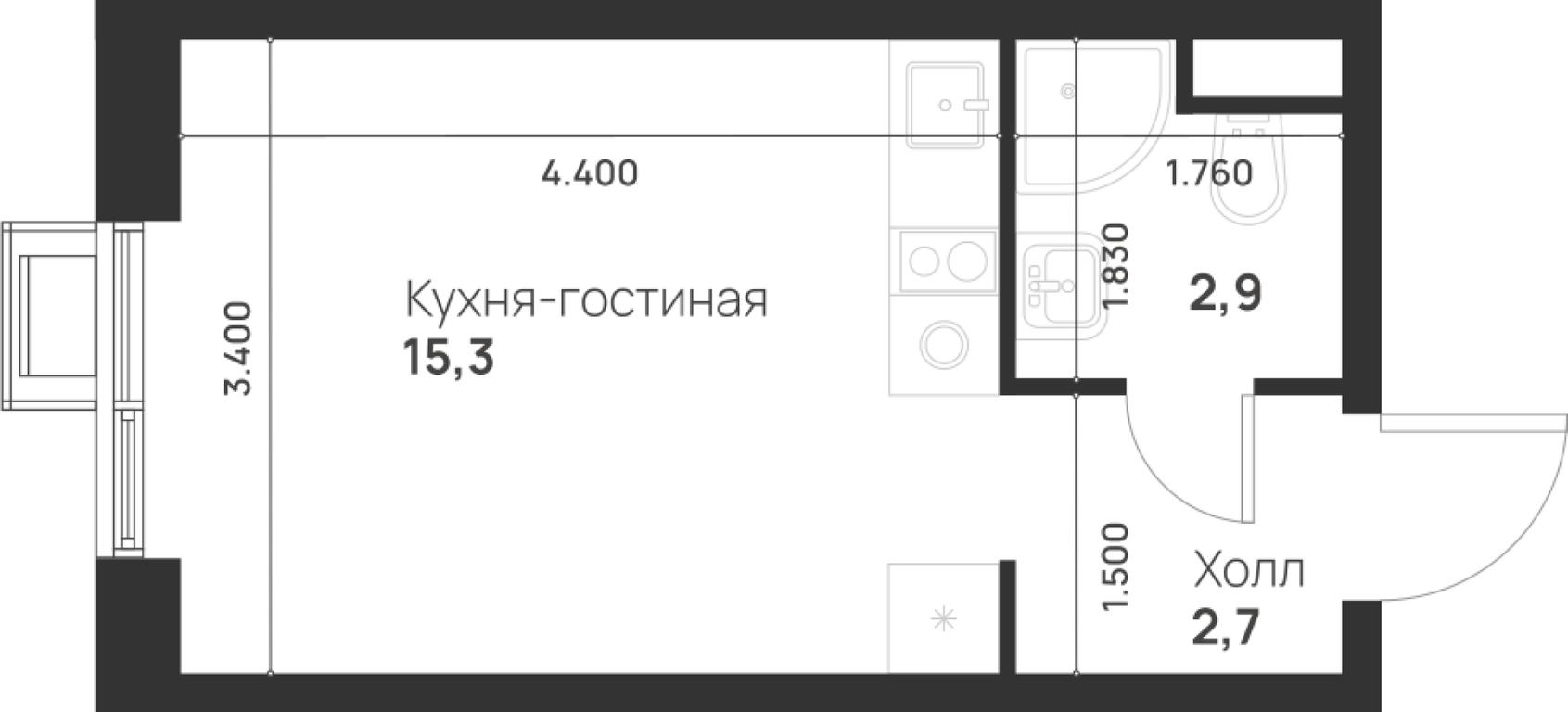 Apartment Sale, 20.9平方米 at Газопровод, Sosenskoye Settlement, Moscow, Russia #1