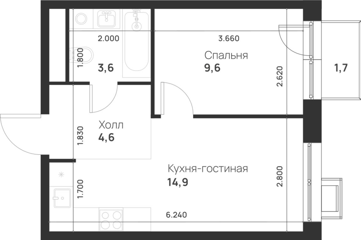 1-BD Apartment Sale, 33.2 sq. m. at Газопровод, Sosenskoye Settlement, Moscow, Russia #1 1-BD Apartment Sale, 33.2 sq. m. at Газопровод, Sosenskoye Settlement, Moscow, Russia #1