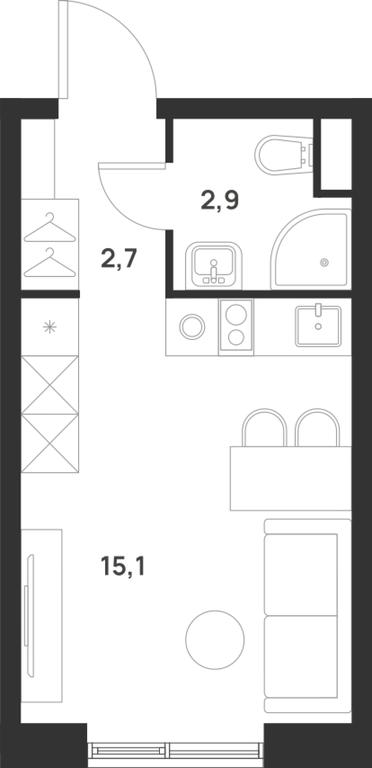 Apartment Sale, 20.7 sq. m. at Газопровод, Sosenskoye Settlement, Moscow, Russia #1