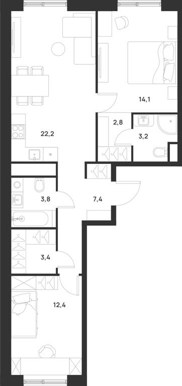 2-BD Apartment Sale, 69.3 sq. m. at Газопровод, Sosenskoye Settlement, Moscow, Russia #1 2-BD Apartment Sale, 69.3 sq. m. at Газопровод, Sosenskoye Settlement, Moscow, Russia #1