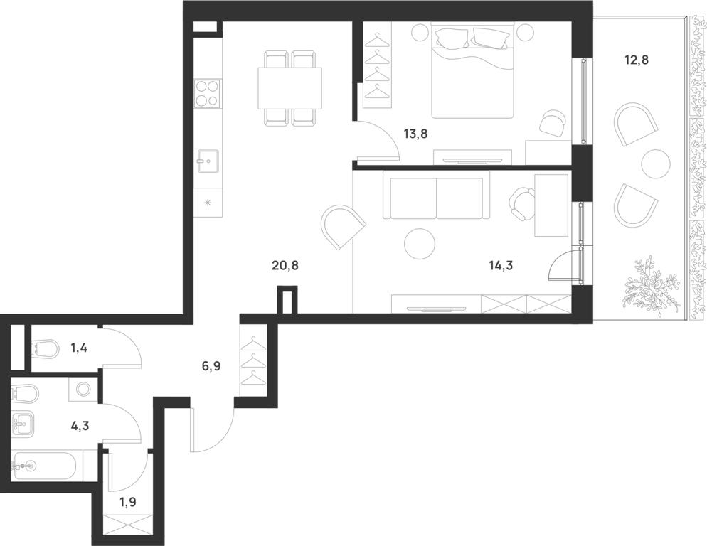 1-BD Apartment Sale, 67.3 sq. m. at Газопровод, Sosenskoye Settlement, Moscow, Russia #1 1-BD Apartment Sale, 67.3 sq. m. at Газопровод, Sosenskoye Settlement, Moscow, Russia #1