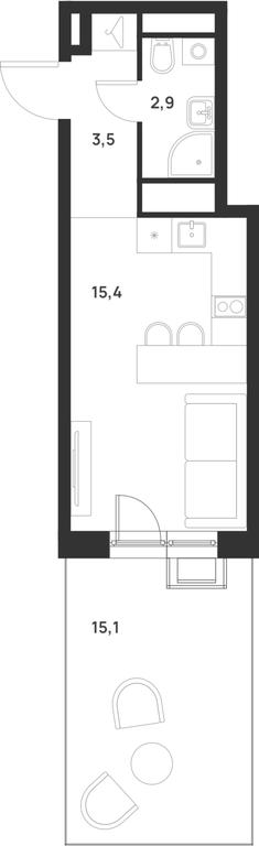 Apartment Sale, 26.3 sq. m. at Газопровод, Sosenskoye Settlement, Moscow, Russia #1