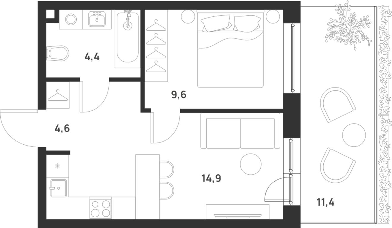 1-BD Apartment Sale, 36.9 sq. m. at Газопровод, Sosenskoye Settlement, Moscow, Russia #1 1-BD Apartment Sale, 36.9 sq. m. at Газопровод, Sosenskoye Settlement, Moscow, Russia #1